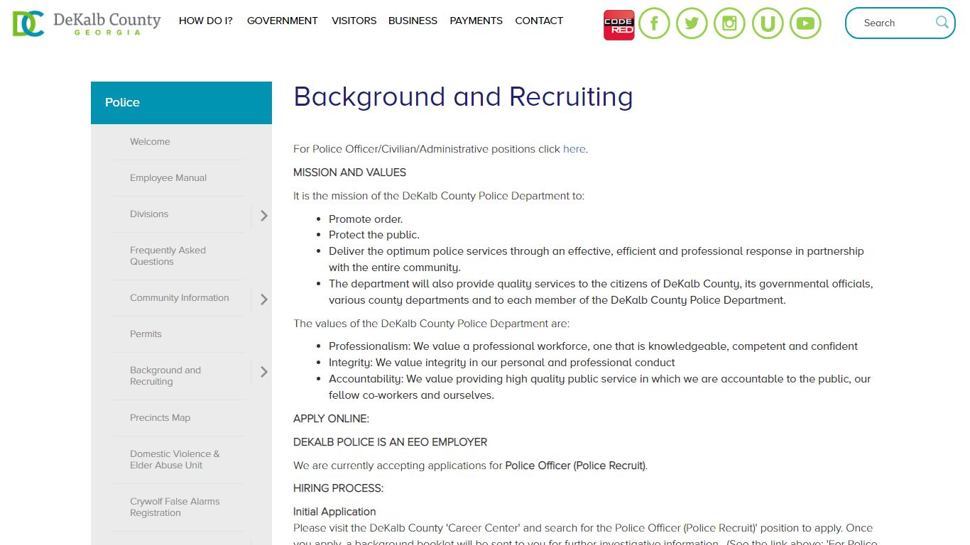 Background and Recruiting | DeKalb County GA
